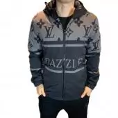 louis vuitton hommes winter jacket top hoodie lv logo gray